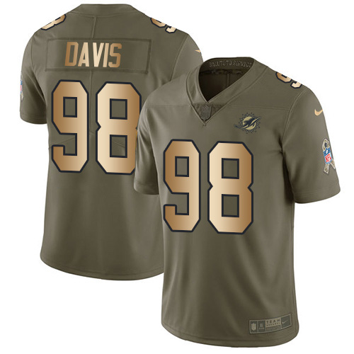 Nike Miami Dolphins #98 Raekwon Davis Olive Gold Youth Stitched NFL Limited 2017 Salute To Service Jersey